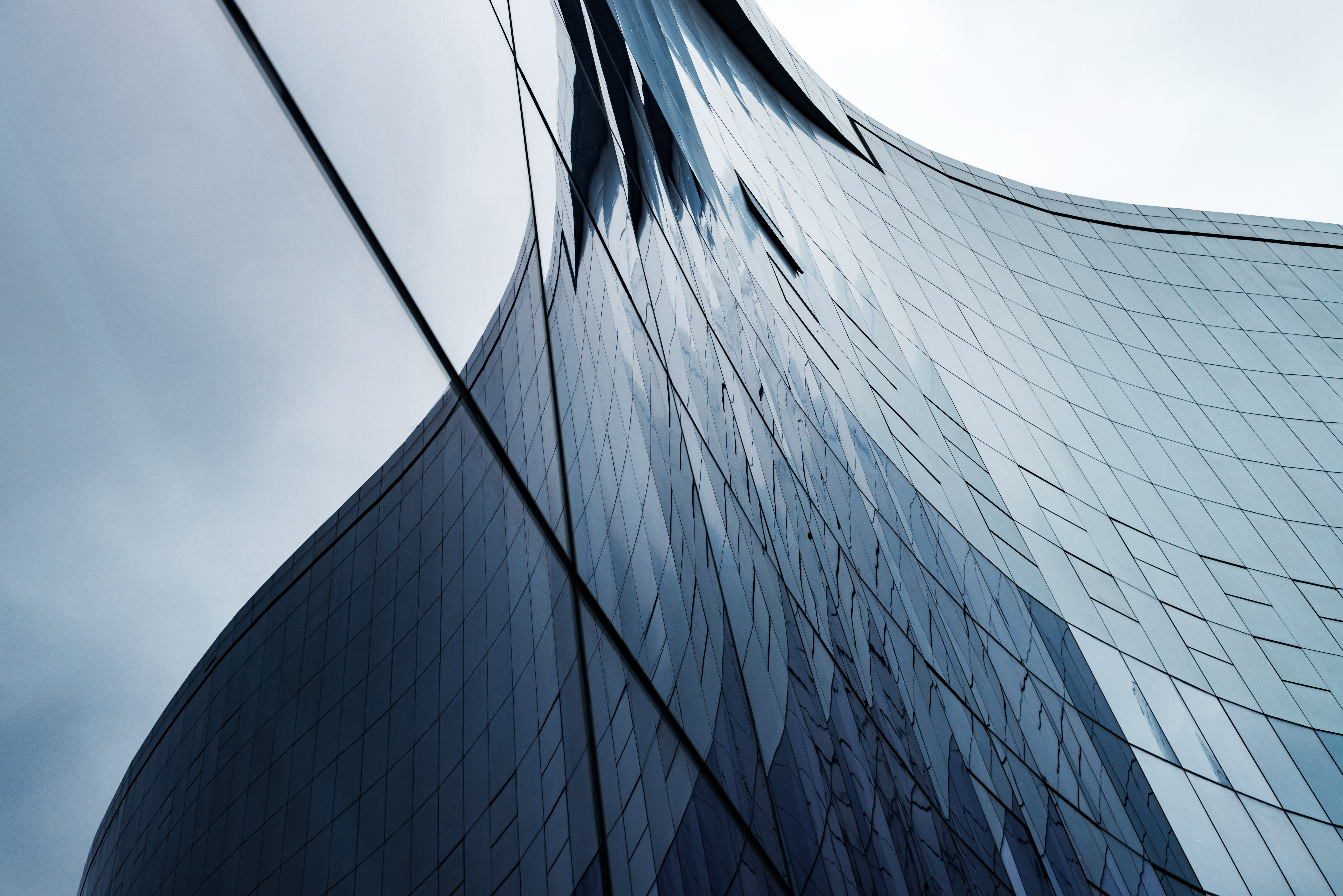 High-rise commercial tower with glass curtain wall